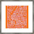 Orange Map Of Bangkok Framed Print