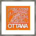 Orange Map Of Ottawa Framed Print