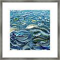 Original Oil Painting With Palette Knife On Canvas - Impressionist Roling Blue Sea Waves Framed Print