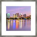 Orlando Florida Skyline Reflections On Lake Eola Framed Print