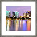 Orlando Skyline Panoramic From Lake Eola Park Framed Print