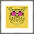 Owl In Pink Glasses Framed Print