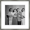 Ozzie Nelson And Family Holding Framed Print