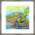 Psychedelic Neon Rainbow Painted Turtle Framed Print