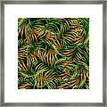 Palm Leaf Pattern 3 - Tropical Leaf Pattern - Green, Orange - Tropical, Botanical Pattern Design Framed Print