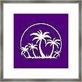 Palm Trees And Sunset In White Framed Print