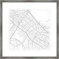 Palo Alto California City Map Black And White Street Series Framed Print
