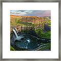Palouse Falls At Sunset Framed Print