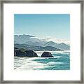 Panoramic Shot Of Cannon Beach, Oregon Framed Print