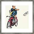 Paperboy Delivering The Newspaper Framed Print