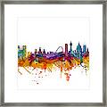 Paris And London Skylines Mashup Framed Print