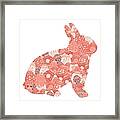 Patchwork Bunny In Trendy Living Coral Framed Print