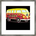 Peace And Love Hippy Van Framed Print