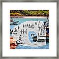 Pencil Vs Camera - Boats And Swimmers Framed Print