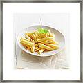 Penne In Plate With Napkin Framed Print