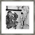 Penny Patterson With Koko The Gorilla Framed Print