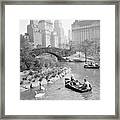 People Boating In Central Park Framed Print