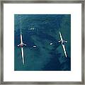 People Rowing Sculling Boats On River Framed Print