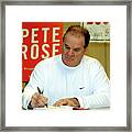 Pete Rose Signs Autobiography In New Framed Print
