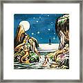 Peter And The Mermaids, Illustration From Peter Pan By Jm Barrie Framed Print