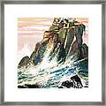 Peter Pan And Wendy Darling On A Rock, Illustration From Peter Pan By Jm Barrie Framed Print