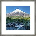 Petrohue Waterfalls And Osorno Volcano, Chile Framed Print
