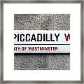 Piccadilly Street Sign London England Framed Print