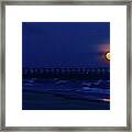 Pier And Moon Framed Print