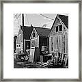 Pigeon Cove Fishing Shacks Rockport Ma Bw Framed Print