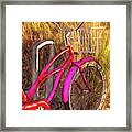 Pink Beach Bike Painting Framed Print