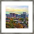 Portland Oregon Downtown Cityscape In Framed Print