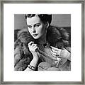 Portrait Of Woman Wearing Jewelry & Fur Framed Print