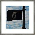 Pow-mia Flag Flying In With Breeze Framed Print