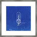 Pp296-faded Blueprint Edison Light Bulb Poster Framed Print