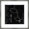 Pp389-black Grunge Vintage Police Handcuffs Patent Poster Framed Print