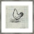 Pp497-antique Grid Parchment Chicken Patent Poster Framed Print