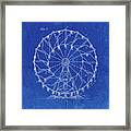 Pp615-faded Blueprint Ferris Wheel 1920 Patent Poster Framed Print