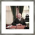 President Eisenhower Sitting At Desk Framed Print