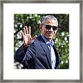 President Obama Departs White House En Framed Print