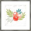 Pretty Coral Roses - Art By Linda Woods Framed Print