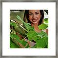 Pretty Lady Posing In The Tree Framed Print