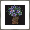 Purple Flowers Polka Dots Vase Floral Impressionism Framed Print