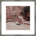 Racing Cars On The Road Track At The Framed Print