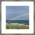 Rainbow At Beach Framed Print