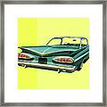 Rear View Of Vintage Blue Car Framed Print