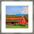 Red Barn And Blue Sky Framed Print