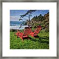 Red Chairs At Agate Beach Framed Print