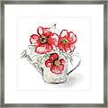 Red Florals In Watering Can I Framed Print