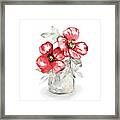 Red Florals In Watering Can Ii Framed Print