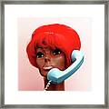 Red Haired Woman On Telephone Framed Print